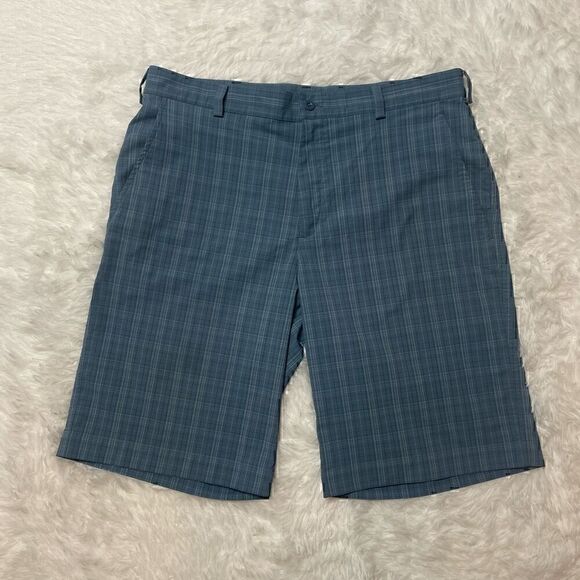Nike Golf Shorts Mens 34 Blue Plaid Dri Fit Performance Tech Stretch Core - Picture 1 of 13